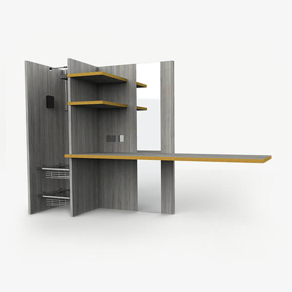Integrated Hotel Desk with Shelves - Finn
