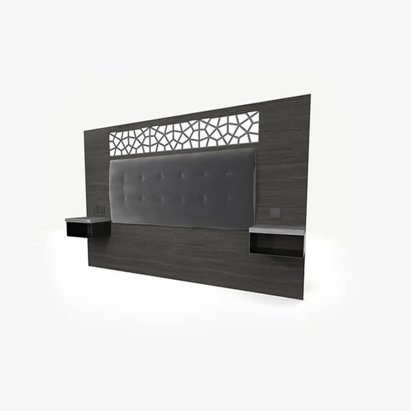 Corporate Hotel Headboard with Integrated Shelves - Mia